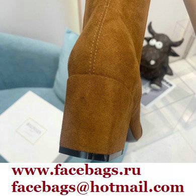 Balmain Heel 6cm B Plaque Thigh-high Boots Suede Brown 2021