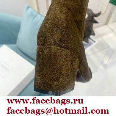 Balmain Heel 6cm B Plaque Thigh-high Boots Suede Khaki 2021