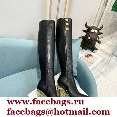 Balmain Heel 9.5cm Nelly Thigh-high Boots Leather Black 2021