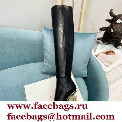 Balmain Heel 9.5cm Nelly Thigh-high Boots Leather Black 2021