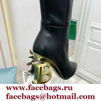 Balmain Heel 9.5cm Nelly Thigh-high Boots Leather Black 2021