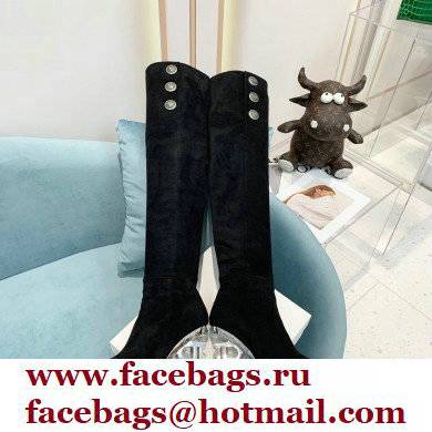 Balmain Heel 9.5cm Nelly Thigh-high Boots Suede Black 2021