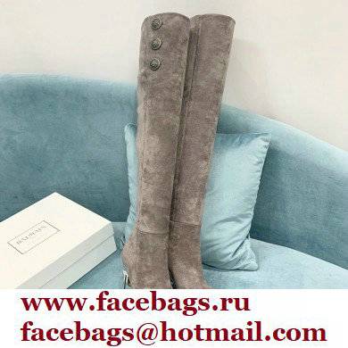 Balmain Heel 9.5cm Nelly Thigh-high Boots Suede Gray 2021