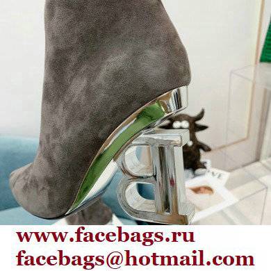 Balmain Heel 9.5cm Nicole Ankle Boots Suede Gray 2021