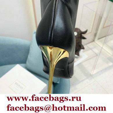 Balmain Heel 9.5cm Raven Thigh-high Boots Leather Black 2021