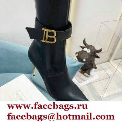 Balmain Heel 9.5cm Raven Thigh-high Boots Leather Black 2021