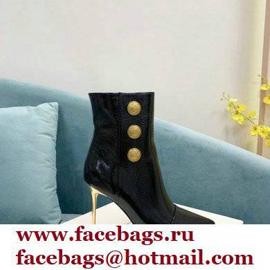 Balmain Heel 9.5cm Roni Ankle Boots Patent Leather Black 2021