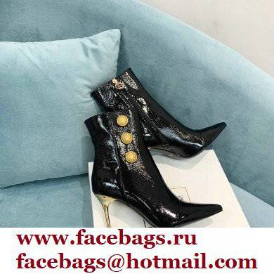 Balmain Heel 9.5cm Roni Ankle Boots Patent Leather Black 2021