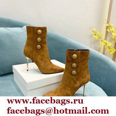 Balmain Heel 9.5cm Roni Ankle Boots Suede Brown 2021