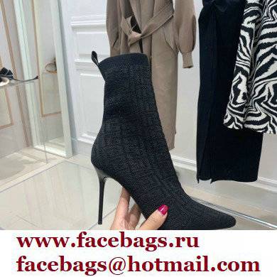 Balmain Heel 9.5cm Stretch Knit Skye Ankle Boots Black With Balmain Monogram 2021