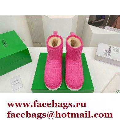 Bottega Veneta Shearling Lining Towel Ankle Boots Fuchsia 2021