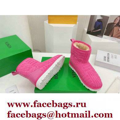 Bottega Veneta Shearling Lining Towel Ankle Boots Fuchsia 2021