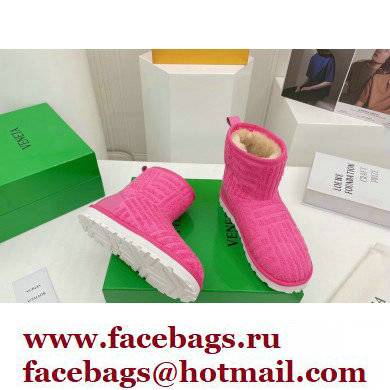 Bottega Veneta Shearling Lining Towel Ankle Boots Fuchsia 2021