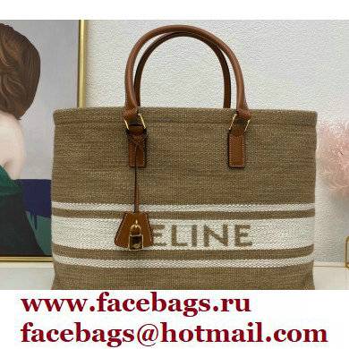 Celine Horizontal Cabas Bag Beige in Textile with Celine print and Calfskin