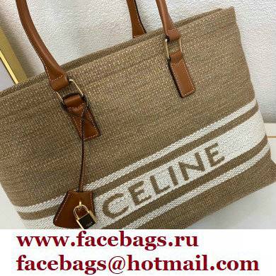 Celine Horizontal Cabas Bag Beige in Textile with Celine print and Calfskin