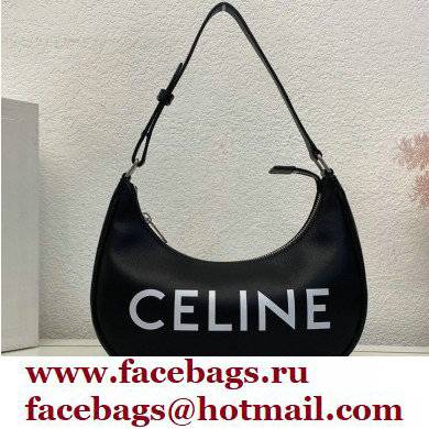 Celine Medium Ava Bag Black in Smooth Calfskin with Celine Print