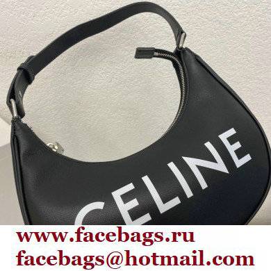 Celine Medium Ava Bag Black in Smooth Calfskin with Celine Print