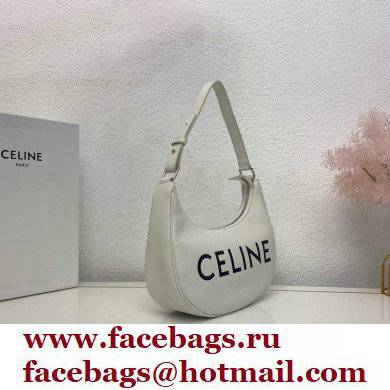 Celine Medium Ava Bag White in Smooth Calfskin with Celine Print