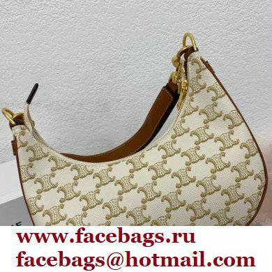 Celine Medium Strap Ava Bag White in Triomphe Canvas and Calfskin