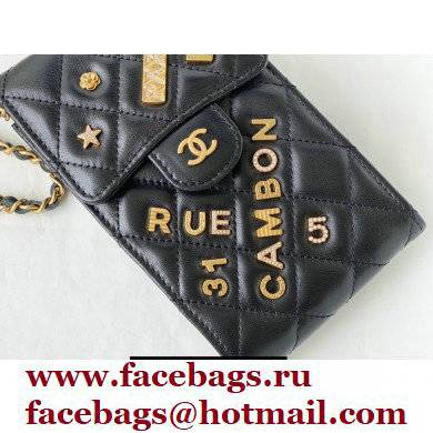 Chanel Charms Small Clutch With Chain Phone Bag Black 2021