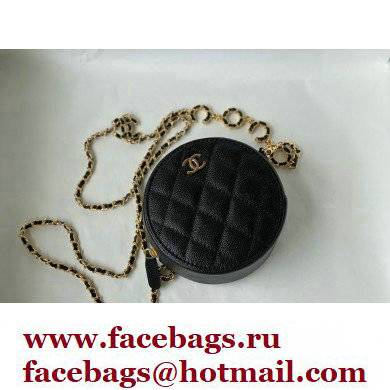 Chanel Grained Calfskin Round Clutch with Coco Chain Bag Black 2021