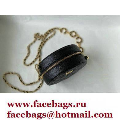 Chanel Grained Calfskin Round Clutch with Coco Chain Bag Black 2021