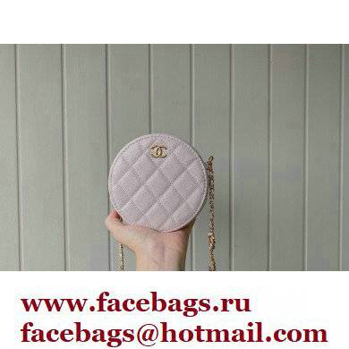 Chanel Grained Calfskin Round Clutch with Coco Chain Bag Dusty Pink 2021