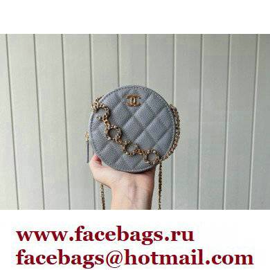 Chanel Grained Calfskin Round Clutch with Coco Chain Bag Gray 2021