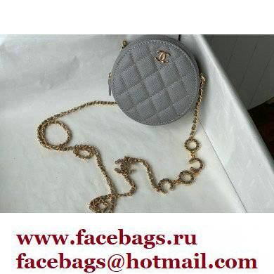 Chanel Grained Calfskin Round Clutch with Coco Chain Bag Gray 2021