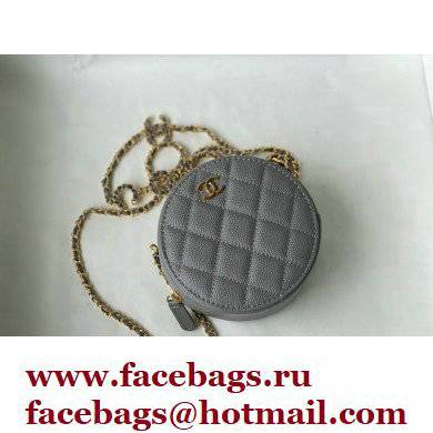 Chanel Grained Calfskin Round Clutch with Coco Chain Bag Gray 2021