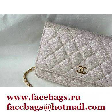 Chanel Grained Calfskin Wallet on Chain WOC Bag with Coco Chain AP2298 Dusty Pink 2021