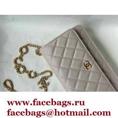 Chanel Grained Calfskin Wallet on Chain WOC Bag with Coco Chain AP2298 Dusty Pink 2021