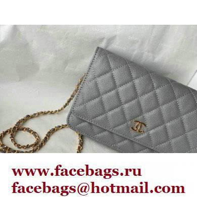 Chanel Grained Calfskin Wallet on Chain WOC Bag with Coco Chain AP2298 Gray 2021