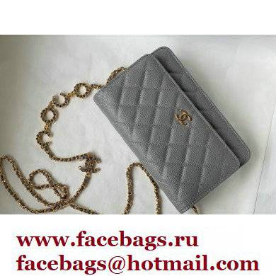 Chanel Grained Calfskin Wallet on Chain WOC Bag with Coco Chain AP2298 Gray 2021