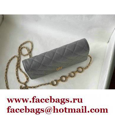 Chanel Grained Calfskin Wallet on Chain WOC Bag with Coco Chain AP2298 Gray 2021