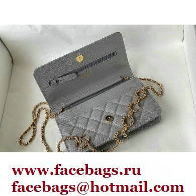 Chanel Grained Calfskin Wallet on Chain WOC Bag with Coco Chain AP2298 Gray 2021