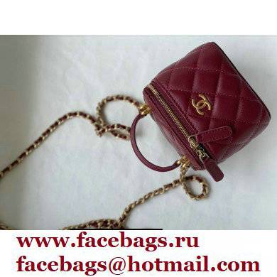 Chanel Lambskin Small Vanity with Chain Bag AP2198 Burgundy 2021