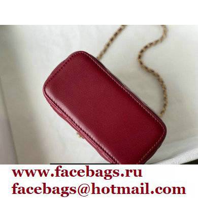 Chanel Lambskin Small Vanity with Chain Bag AP2199 Burgundy 2021