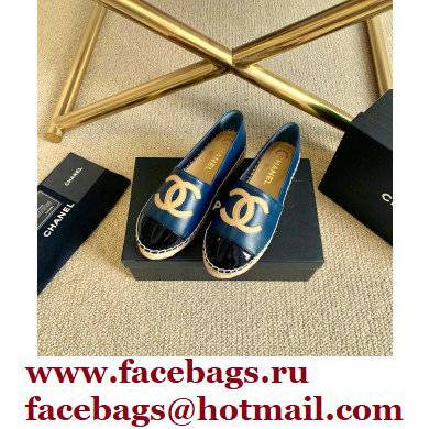 Chanel Leather and Patent CC Logo Espadrilles G29762 Blue 2022