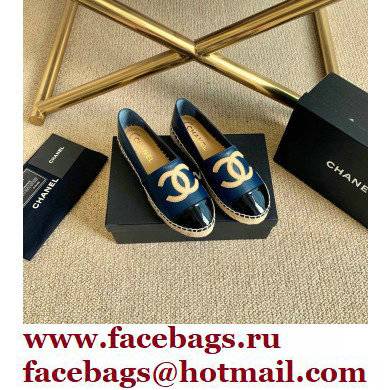 Chanel Leather and Patent CC Logo Espadrilles G29762 Blue 2022