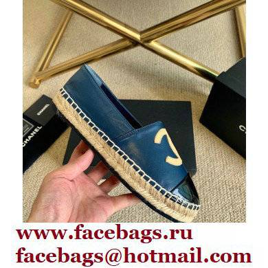 Chanel Leather and Patent CC Logo Espadrilles G29762 Blue 2022