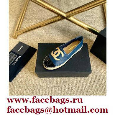 Chanel Leather and Patent CC Logo Espadrilles G29762 Blue 2022