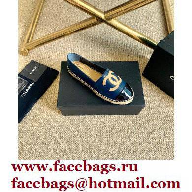 Chanel Leather and Patent CC Logo Espadrilles G29762 Blue 2022