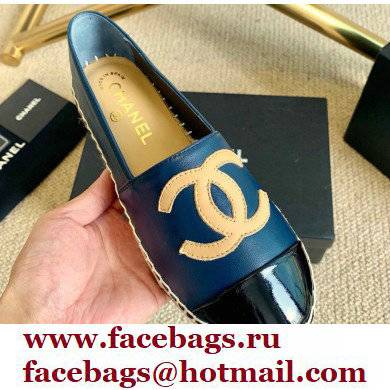 Chanel Leather and Patent CC Logo Espadrilles G29762 Blue 2022