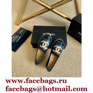 Chanel Leather and Patent CC Logo Espadrilles G29762 Blue 2022