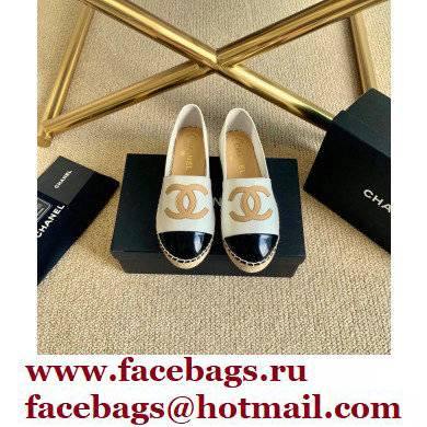 Chanel Leather and Patent CC Logo Espadrilles G29762 White 2022