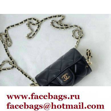 Chanel Lipstick Case Mini Bag with Chain Black 2021