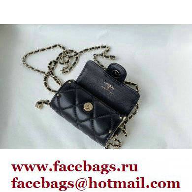 Chanel Lipstick Case Mini Bag with Chain Black 2021