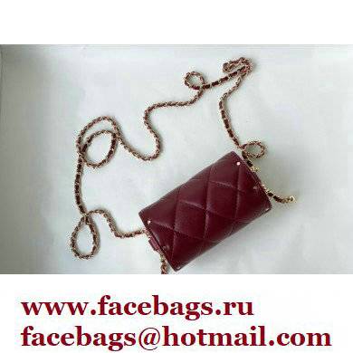 Chanel Lipstick Case Mini Bag with Chain Burgundy 2021