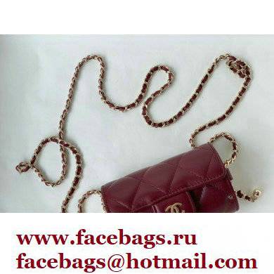 Chanel Lipstick Case Mini Bag with Chain Burgundy 2021